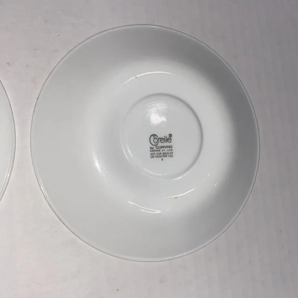 Lot Of 2 Corelle Coffee Cup Saucers Wildflower or Strawberry Sundae Pattern USA